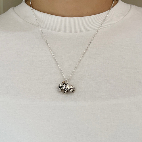 かばの王様ペンダント シルバーアクセサリー×K18（ピンク