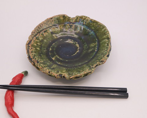 織部釉彩　皿 総織部渦巻き皿6客組み（作品番号O-033) 大皿 森の丘陶房 通販