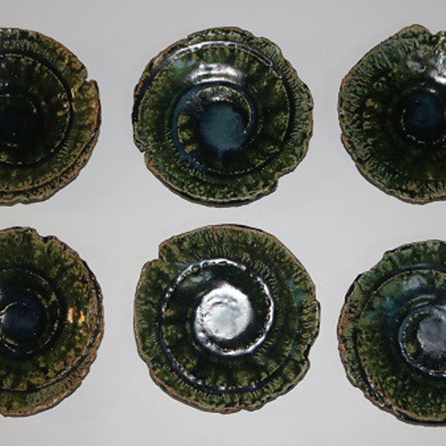 総織部渦巻き皿6客組み（作品番号O-033) 大皿 森の丘陶房 通販