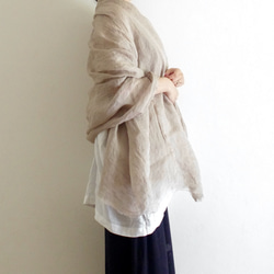 胡桃色薄亞麻披肩 第4張的照片