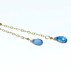 【天然石チャーム】カイヤナイト　14kgf/Silver925　ドロップ　２本　ハンドメイド素材 1枚目の画像