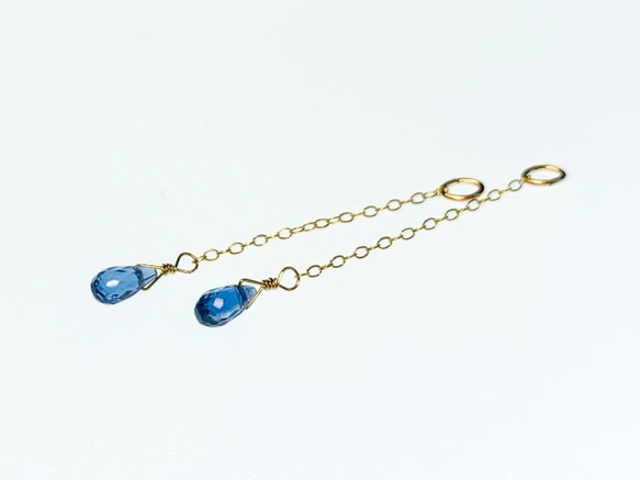 【天然石チャーム】カイヤナイト　14kgf/Silver925　ドロップ　２本　ハンドメイド素材 3枚目の画像