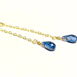 【天然石チャーム】カイヤナイト　14kgf/Silver925　ドロップ　２本　ハンドメイド素材 4枚目の画像