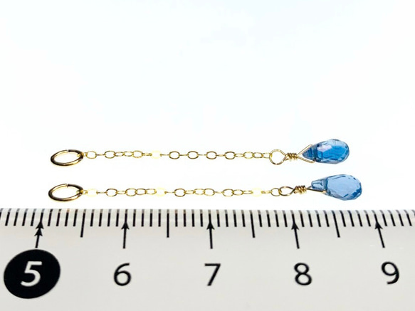 【天然石チャーム】カイヤナイト　14kgf/Silver925　ドロップ　２本　ハンドメイド素材 5枚目の画像