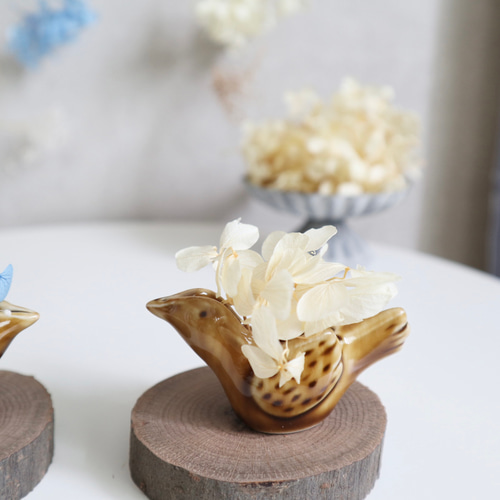 送料無料》小さなお花 〜切り株に乗った鳥さん〜 一輪挿し 花瓶 ドライ