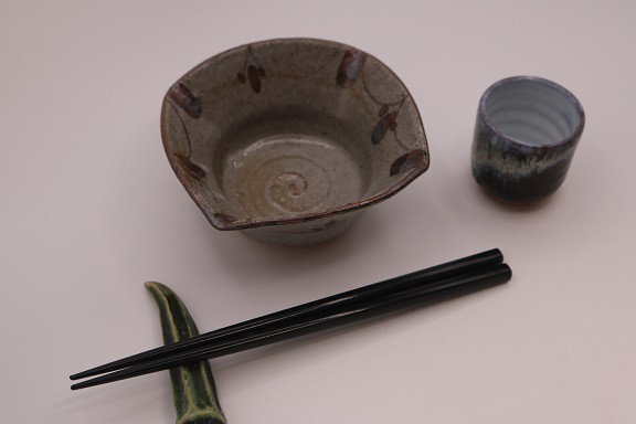 絵唐津四方小鉢６客組み（作品番号K-003)