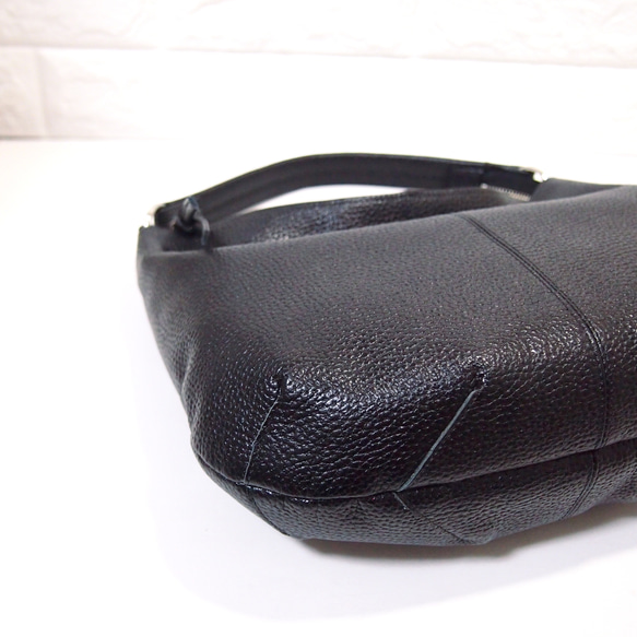 ★手工製作★日本製造★柔軟真皮★兩用單肩包★黑色★圓形★超輕★ 第10張的照片