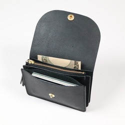 可愛い　コンパクト財布　アコーデオン　大容量　シボブラック　ミニ財布　タッセル 10枚目の画像
