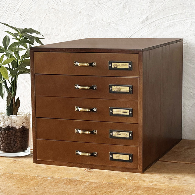 書類ケース5段 アンティーク BREA-1526