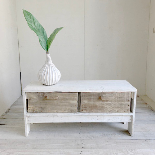 リサイクルウッド☆幅90cmローボード ホワイト テレビ台・テレビボード