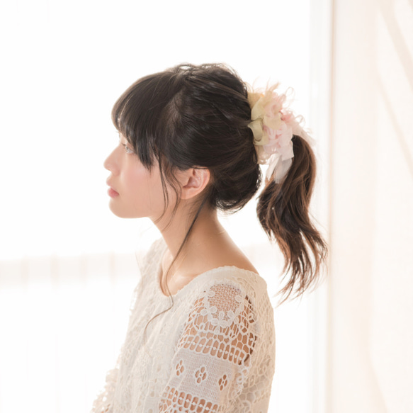 サクラ｜咲き編みシュシュ 1枚目の画像
