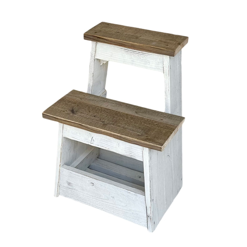 リサイクルウッド☆昔踏み台 ツートンカラー RW0032NW その他家具