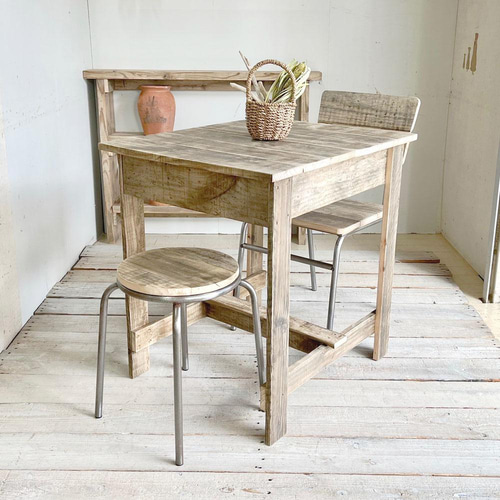 リペア アンティーク 机 デスク アイボリー仕上げ（椅子別売り） 机  