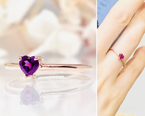 ハート型ガーネット　リング　Silver925／12号 ハート型ガーネット リング Silver925／12号