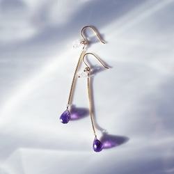 14KGF紫水晶赫基默鑽石時尚耳環~Filomena 第1張的照片