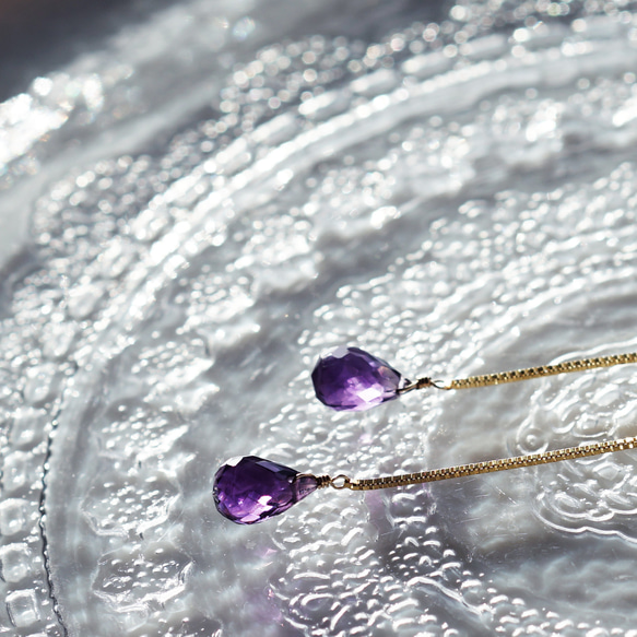 14KGF紫水晶赫基默鑽石時尚耳環~Filomena 第8張的照片