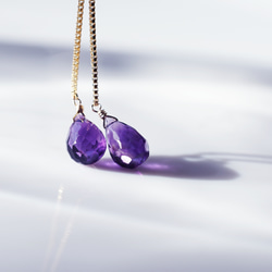 14KGF紫水晶赫基默鑽石時尚耳環~Filomena 第5張的照片