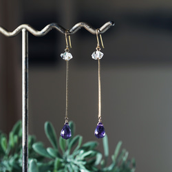 14KGF紫水晶赫基默鑽石時尚耳環~Filomena 第7張的照片