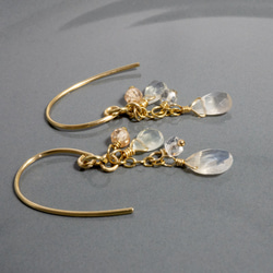 14KGF カイヤナイトチャーム＋フックピアス【ピアス・イヤリング変更