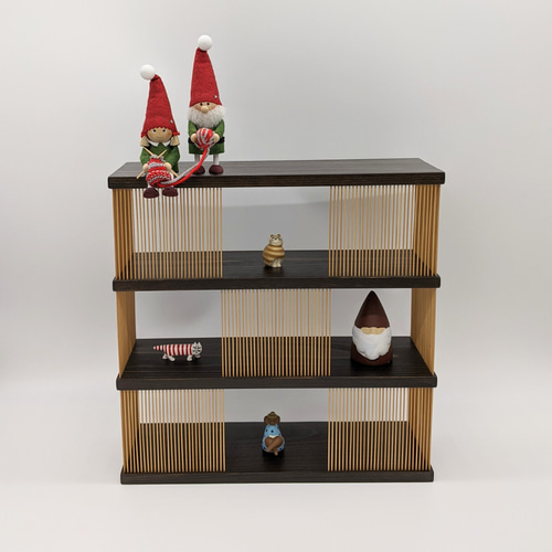 古家具◾️竹バンブー×木製フレーム 折り畳み可能 コーナーラック 飾り棚 /飾り台 竹製 3段ラック 折りたたみ バンブーラック シェルフ フィールド