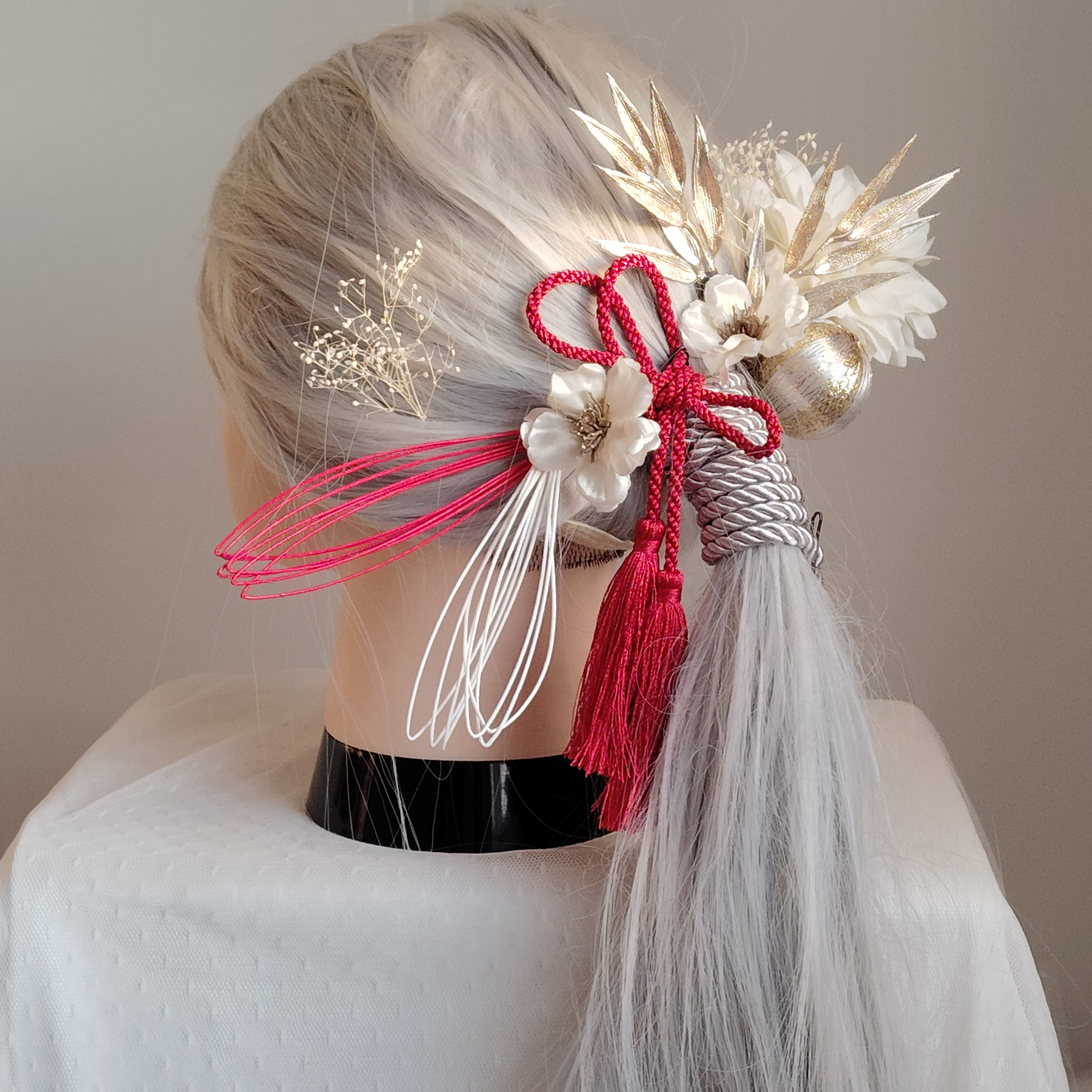 紅雪＿　紅×白×銀の髪飾り　モダン　白無垢　色打掛　 和装花嫁　髪飾り　 前撮り　成人式　卒業式　振袖　袴　着物 7,714円