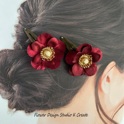 椿のお花のパッチンクリップ　椿　つばき　ツバキ　ヘアクリップ　髪飾り　パッチンクリップ　浴衣髪飾り 3枚目の画像