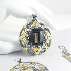 Smoky Quartz Gold Plated Silver 925 Pendant and Ring Set 6枚目の画像