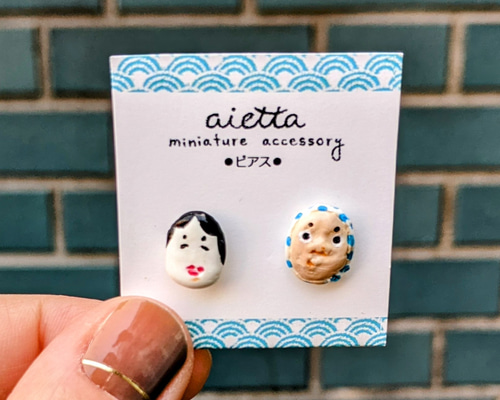 ころっとハート♡アシメにゃんこミニチュア香水瓶　ユリヤパール　ピアス/イヤリング トランプ クローバー＆ハート ぷっくり1粒 ゴールド／ピアス