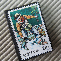 アップサイクル　オーストラリア　切手ブローチ 2652 2枚目の画像