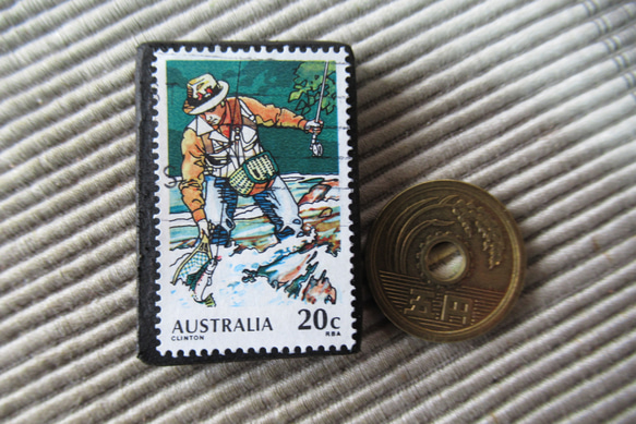 アップサイクル　オーストラリア　切手ブローチ 2652 3枚目の画像