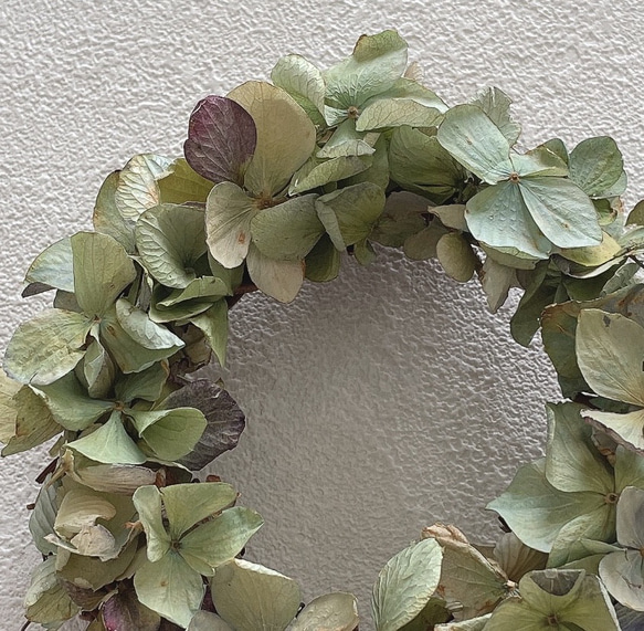 mini blue green hydrangea wreath 2枚目の画像