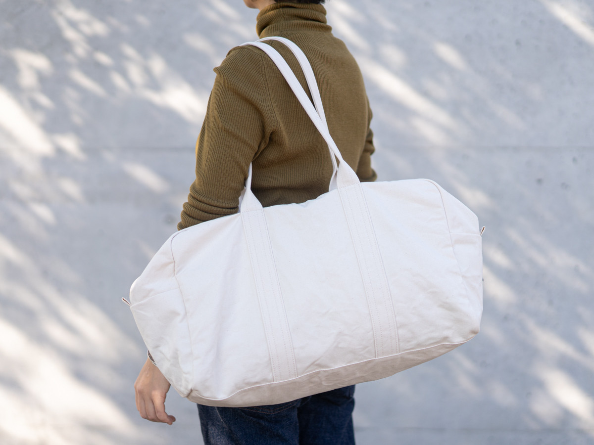 帆布のボストンバッグL 生成り