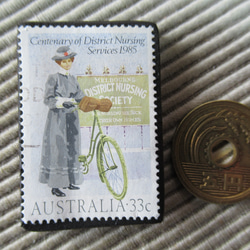 アップサイクル　オーストラリア　切手ブローチ 2654 3枚目の画像