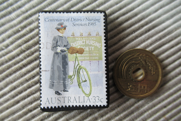 アップサイクル　オーストラリア　切手ブローチ 2654 3枚目の画像
