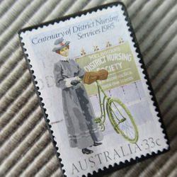 アップサイクル　オーストラリア　切手ブローチ 2654 2枚目の画像