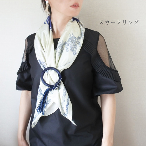 シルクスカーフ 98cm x 98cm 大判スクエア オリジナルイラスト