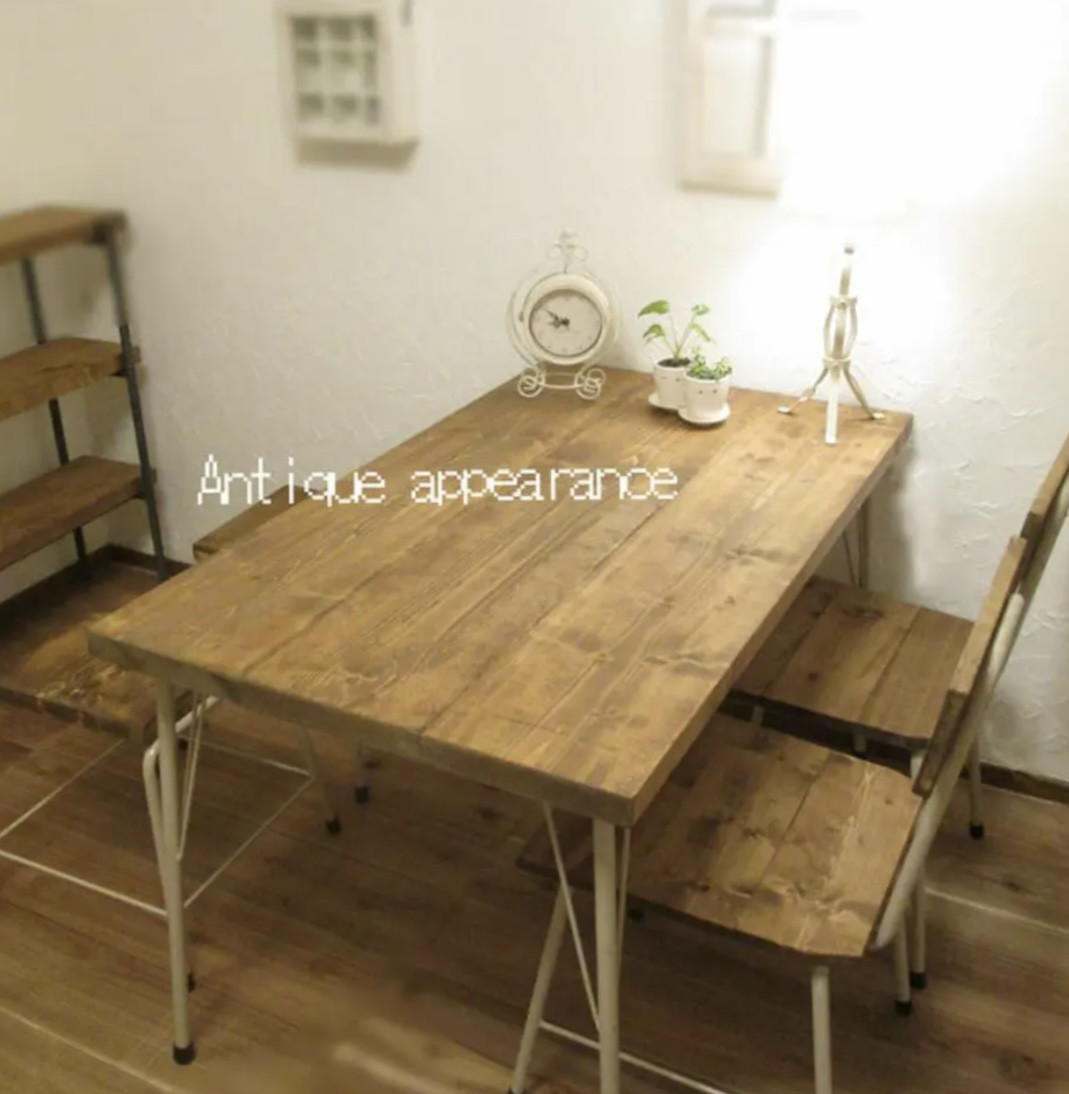 【サイズ約W1500×D800】アンティーク風ダイニングテーブル・鉄脚アイアン　テーブル サンディーブラウン