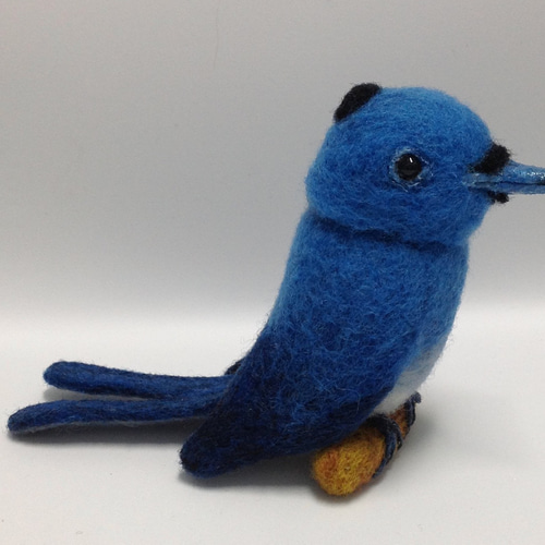 クロナペドブルーヒタキ 雄成鳥 羊毛フェルト その他置物 羊毛娃娃