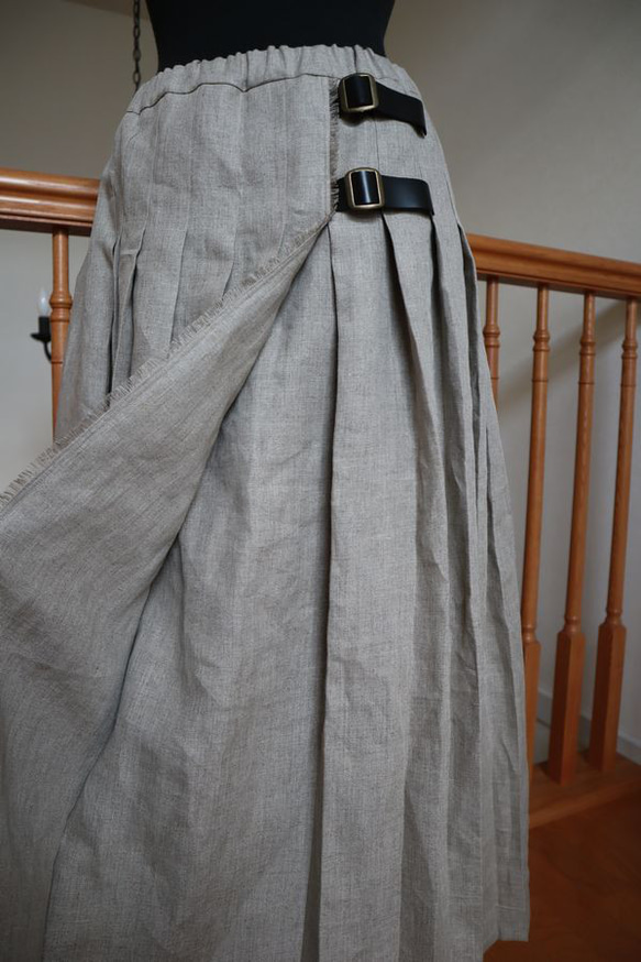 ラップ風　ロングスカート　リネン　2サイズ 3枚目の画像