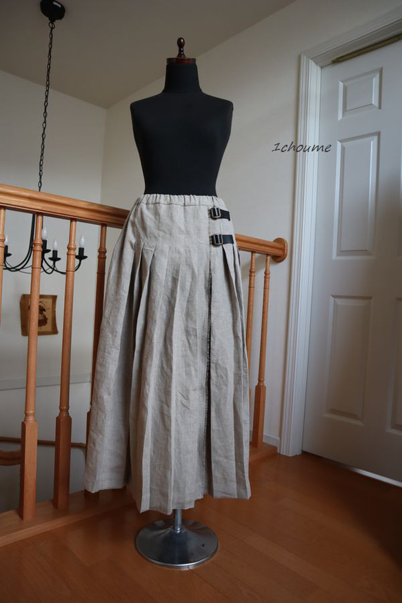 ラップ風　ロングスカート　リネン　2サイズ 1枚目の画像