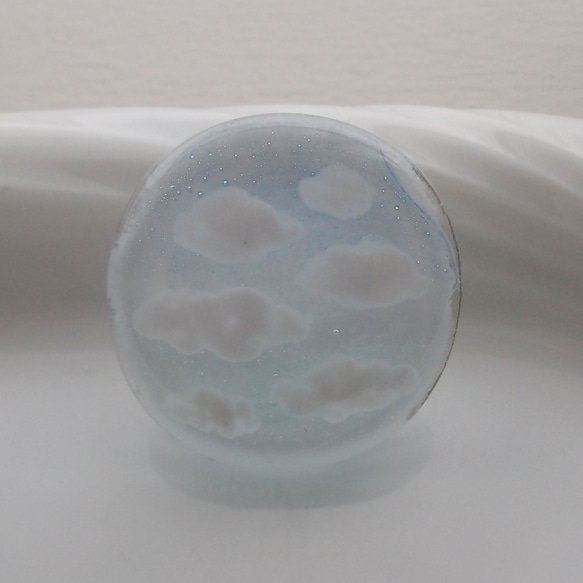 雲　ガラス　帯留め　ブローチ　ヘアゴム　空　 1枚目の画像