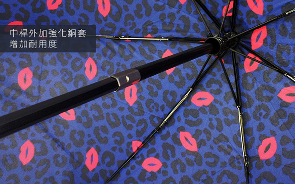 didyda 安全不回彈自動傘 防風抗UV超輕量省力 - 豹紋紅唇 第7張的照片