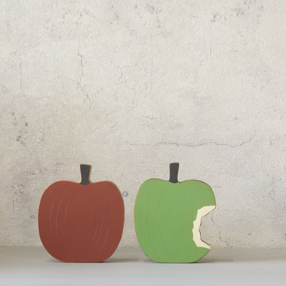 【送料無料】りんご オブジェ 木製 置物 林檎 リンゴ アップル キッチン フルーツ 飾り 手描き ペイント 秋色 9枚目の画像
