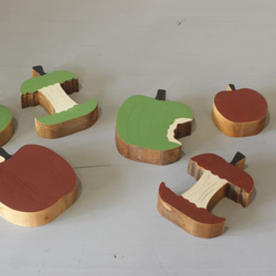 【包郵】蘋果物件木製雕像蘋果蘋果廚房水果裝飾手繪油漆秋季色 第13張的照片