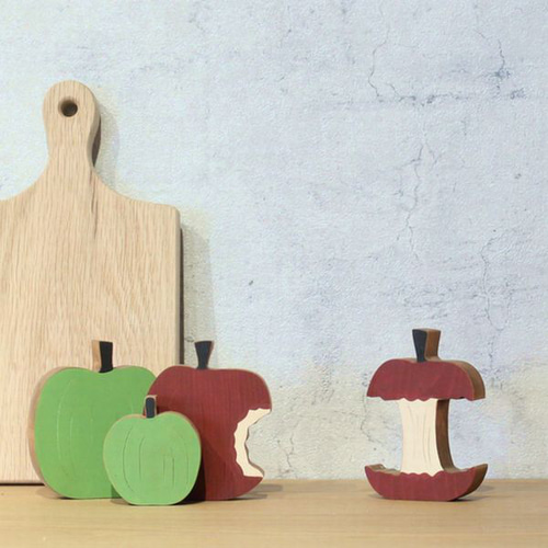 送料無料】りんご オブジェ 木製 置物 林檎 リンゴ アップル キッチン