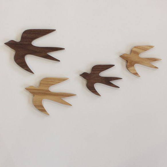 【送料無料】つばめ オーナメント 木製 ウォールデコ 壁面 北欧 インテリア 鳥 ツバメ 燕 おしゃれ  無垢 2枚目の画像