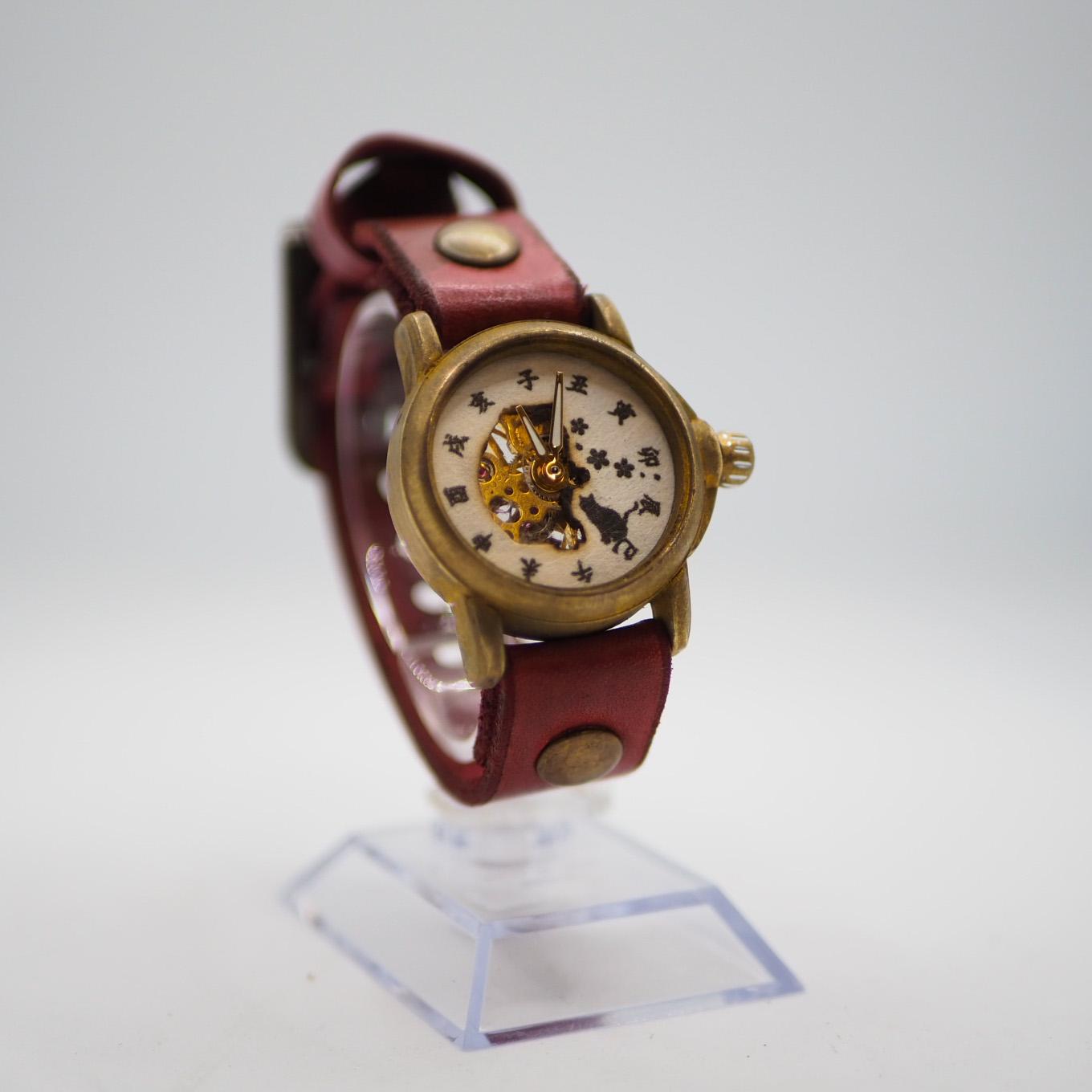 桜と猫の和時計　桜猫 22,350円