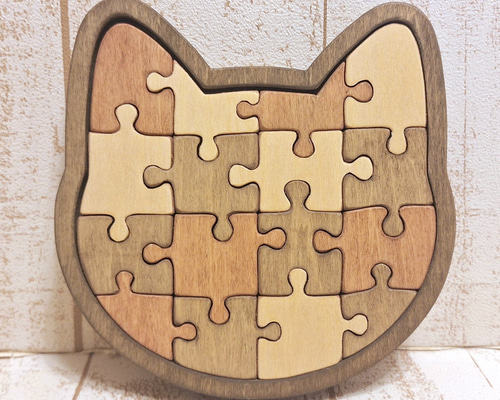 猫の日2026 受注制作☆木製ネコ型ジグソーパズル☆色変更も出来ます