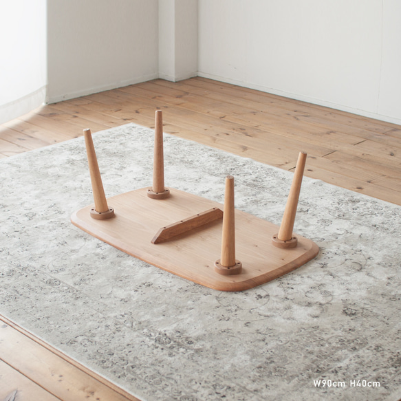 アルダー材のローテーブル［2サイズ 90cm 120cm] 高さも選べます。セミオーダー 天然突板 日本製 6枚目の画像