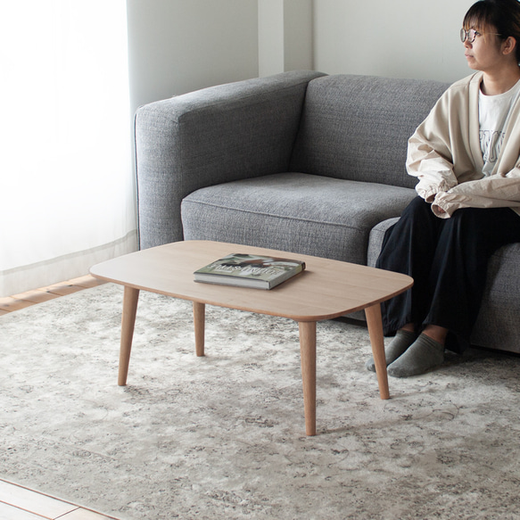 オーク突板　ローテーブル 弘益 ローテーブル ライトヴィンテージ オーク突板仕上 スチール